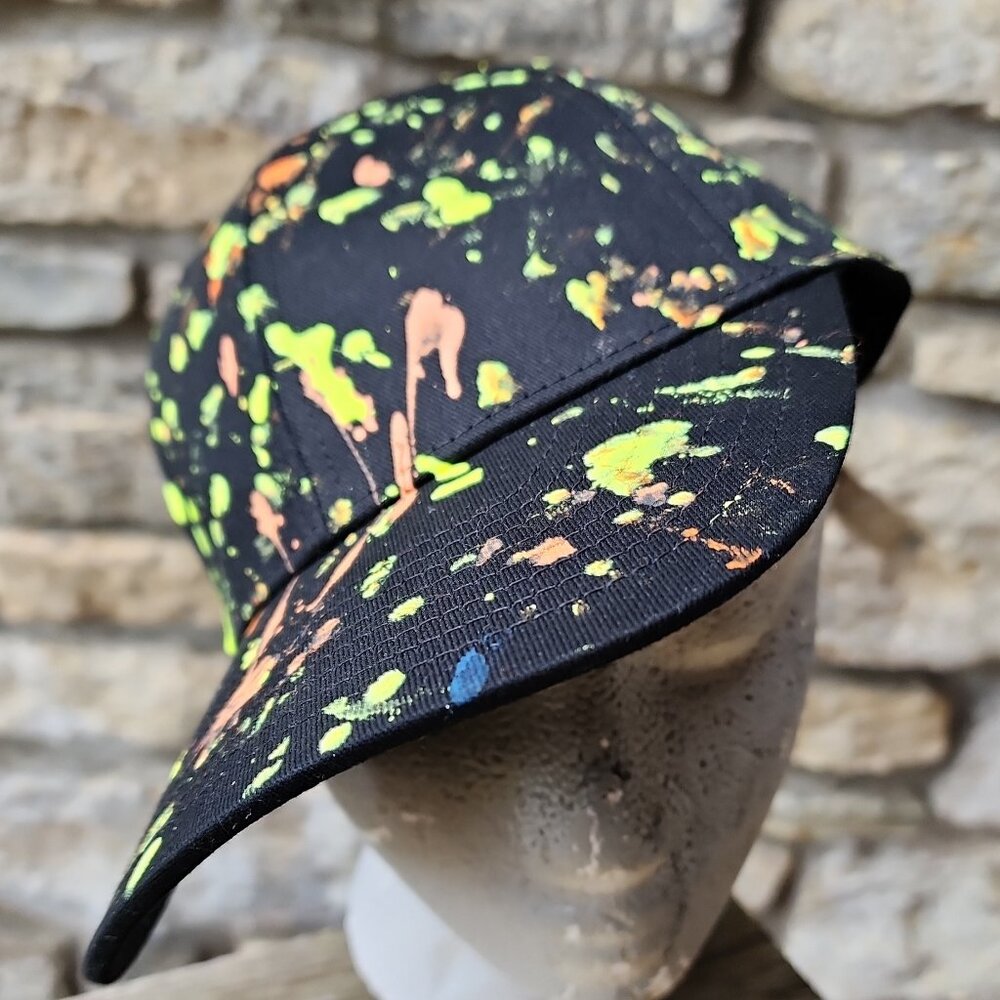 Neon Paint Splatter Back to the 80s Hat